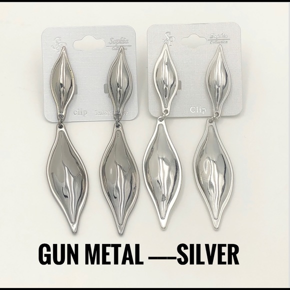 Long Clip On Statement Earrings - Picture 2 of 5